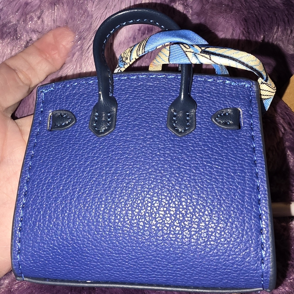Blue Mini Structured Satchel Bag with Red & White Accents - Picture 7 of 10